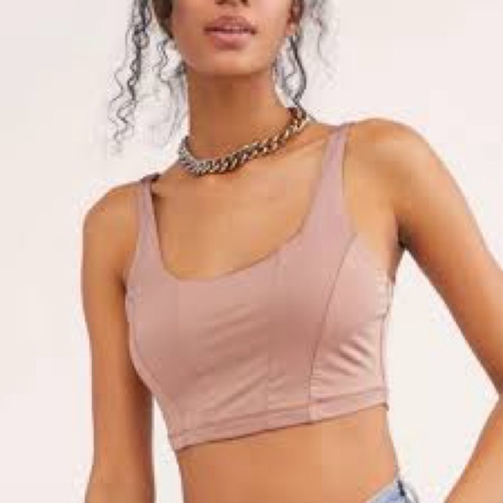 #83 NWT Free People Be Cool Brami Crop Top In Pink Clay Size Medium